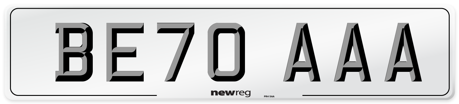 BE70 AAA Number Plate from New Reg